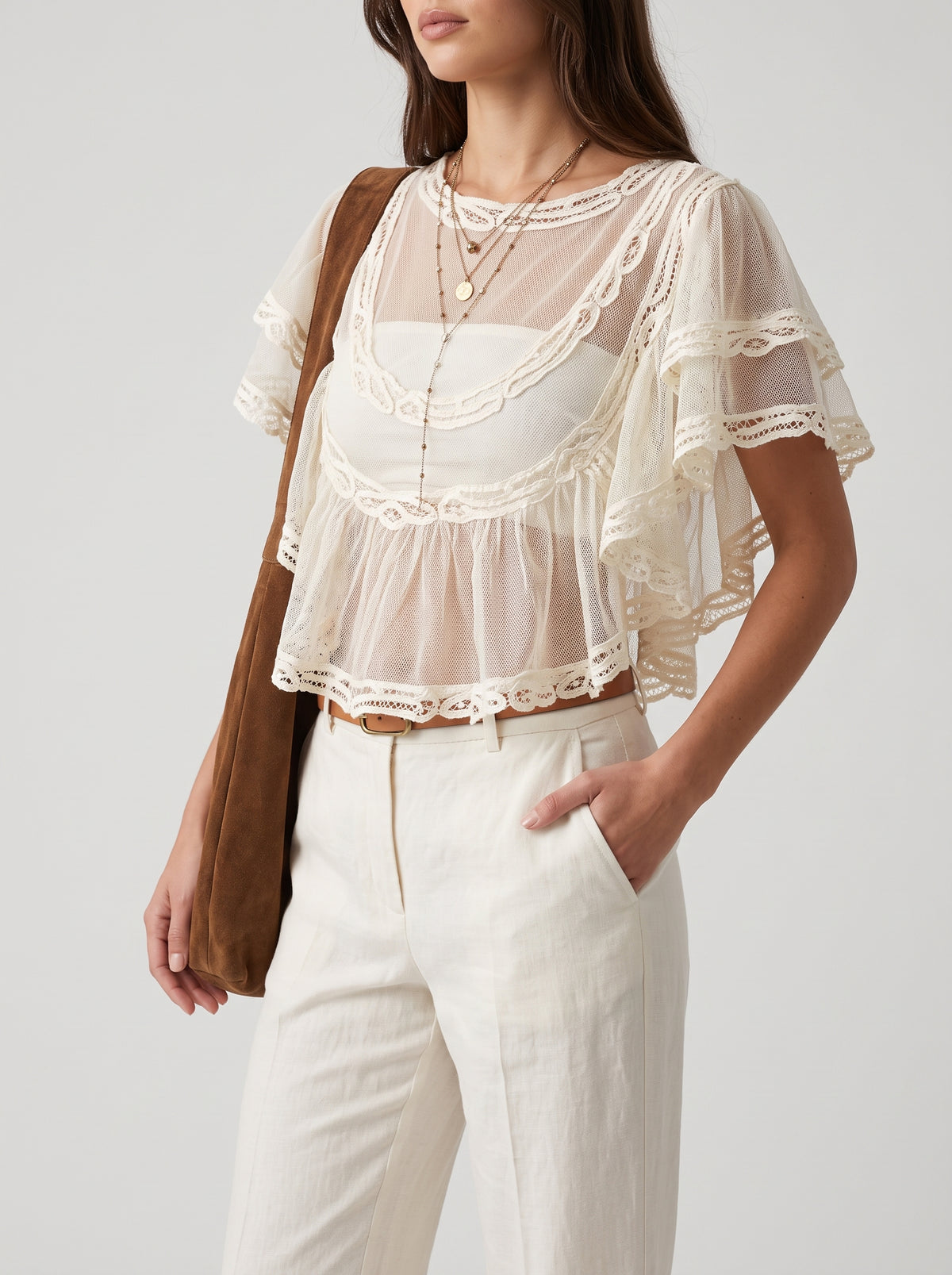 Genevra Sheer Chiffon Blouse — White