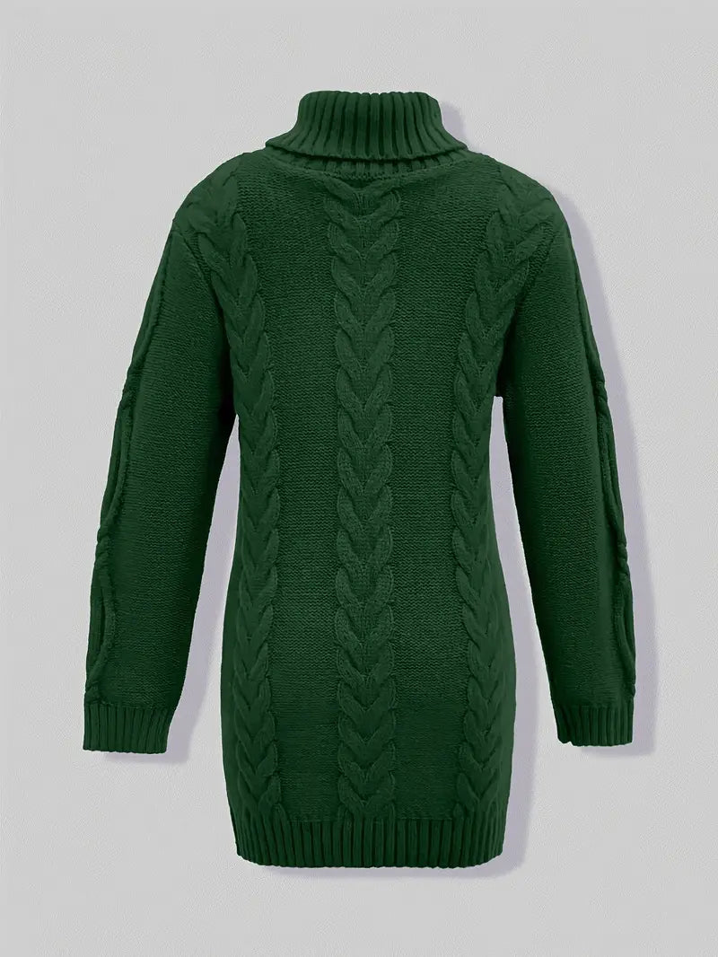 MADELEINE — Robe à Col Roulé en Maille Torsadée