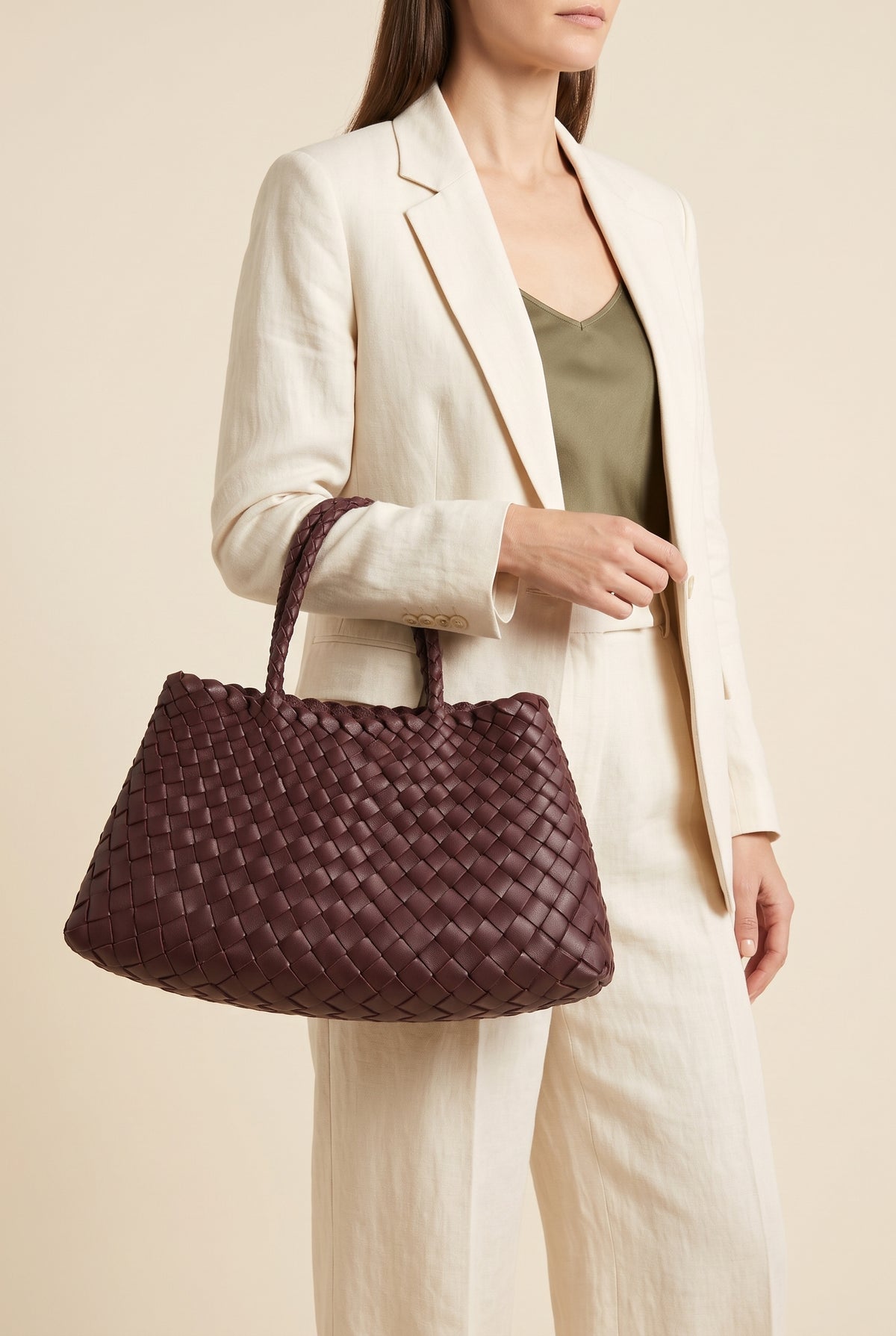 Marissa Medium Woven Shoulder Bag — On-Model View