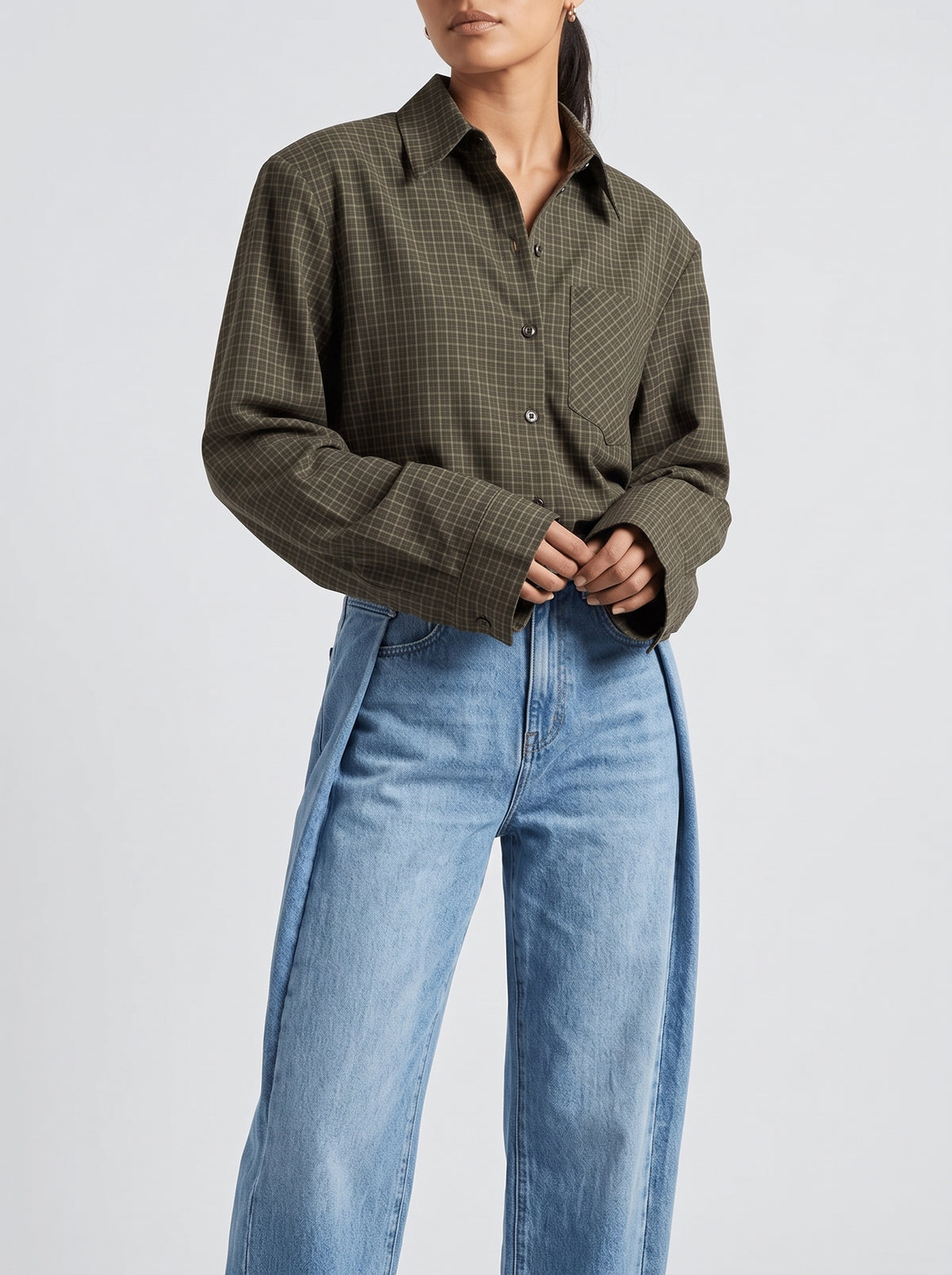 Monica Green Check Overshirt — Green