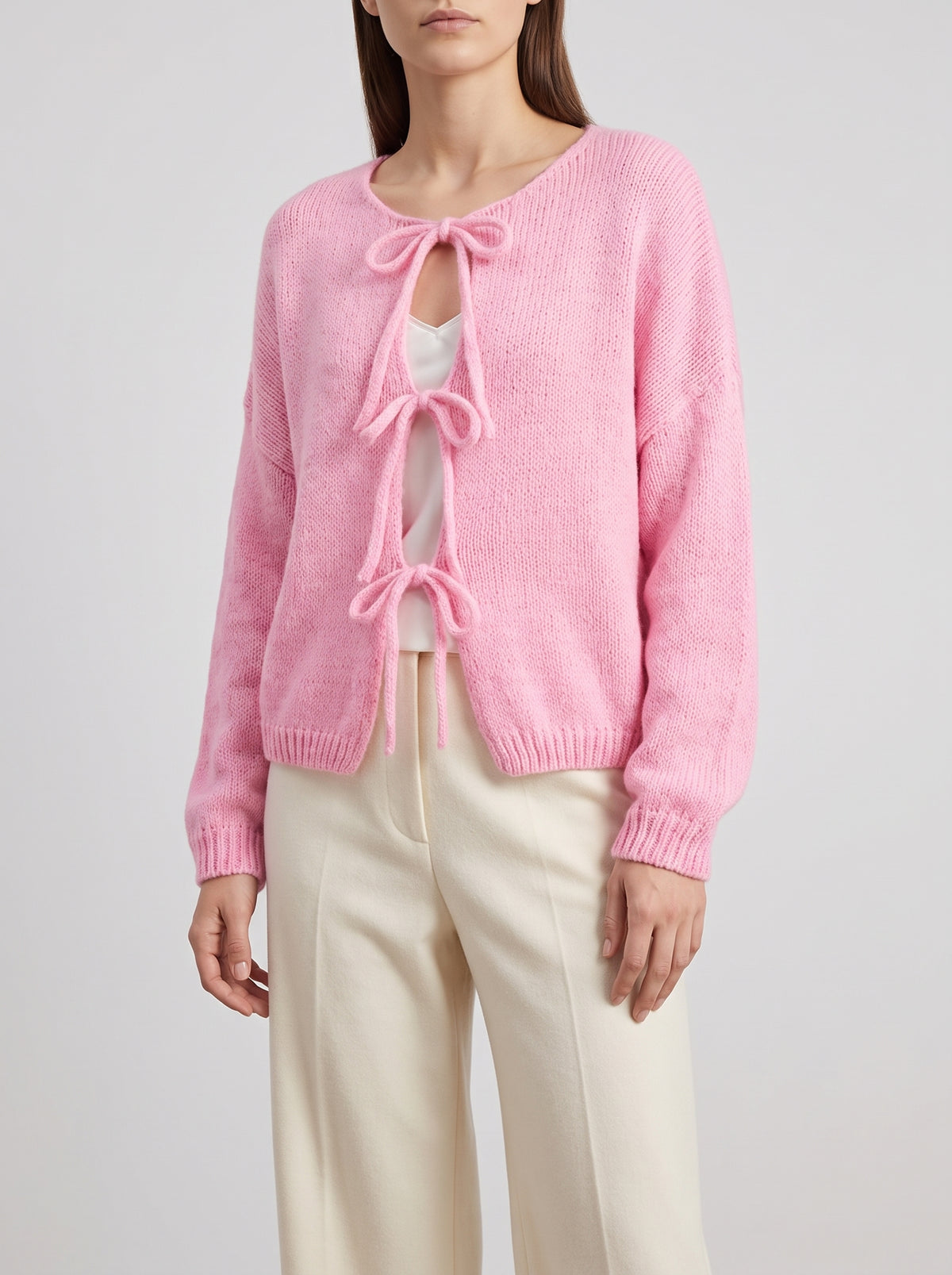 Kim Lightweight Knit Cardigan — Light Pink