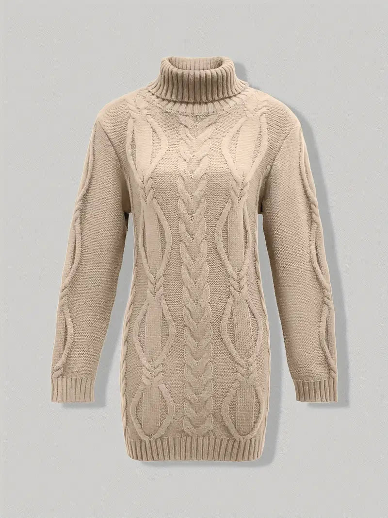 MADELEINE — Robe à Col Roulé en Maille Torsadée