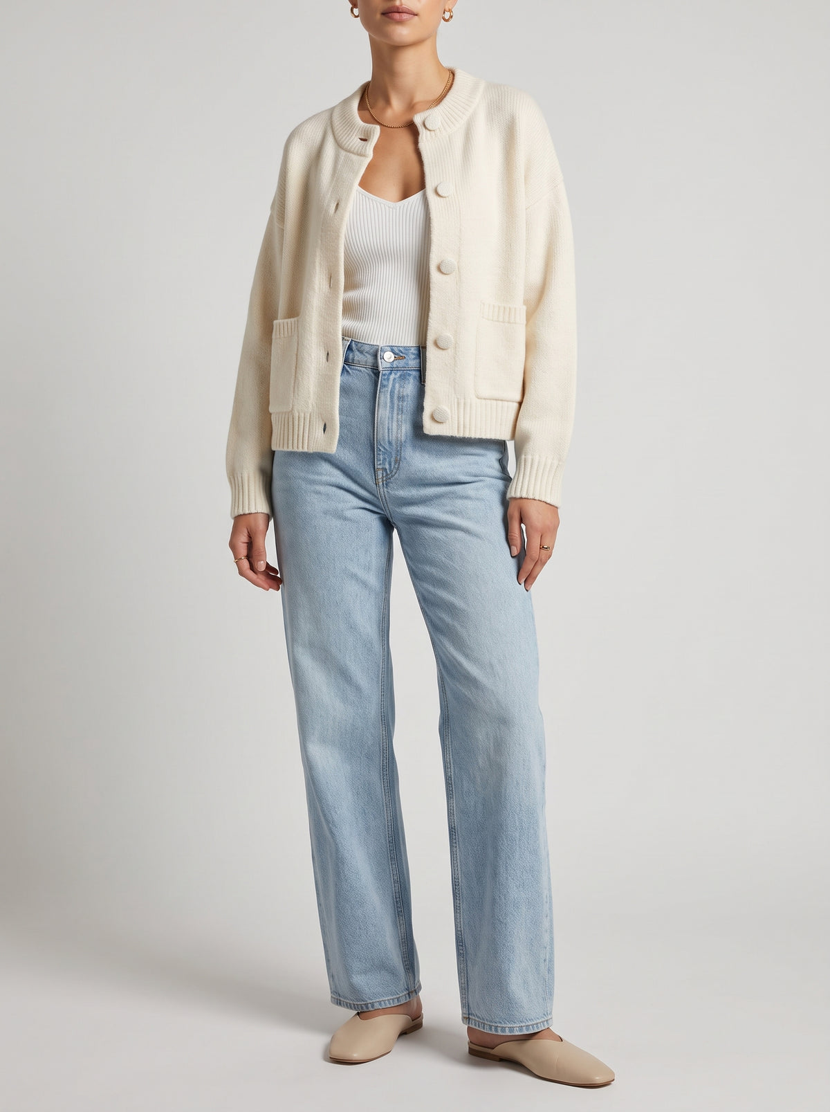 Nessa Chunky Knit Cardigan - White