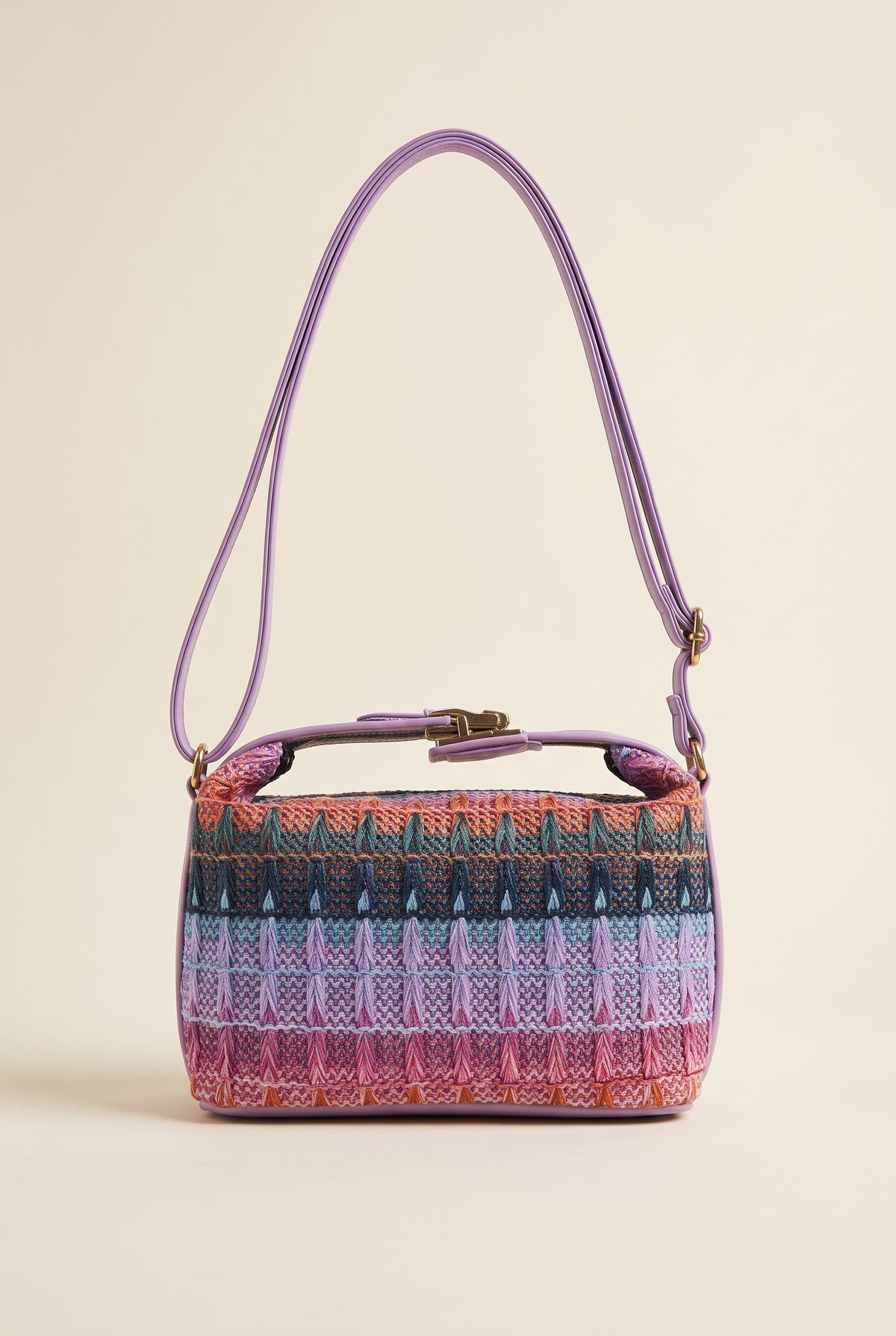 Raphaela Woven Raffia Hobo Bag — Purple