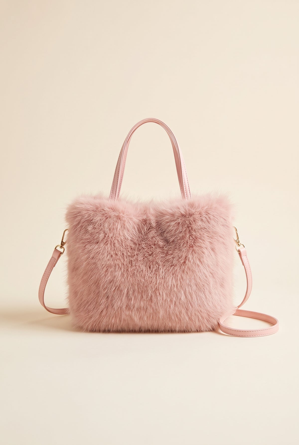 Maricar Faux Fur Crossbody Bag — Pink
