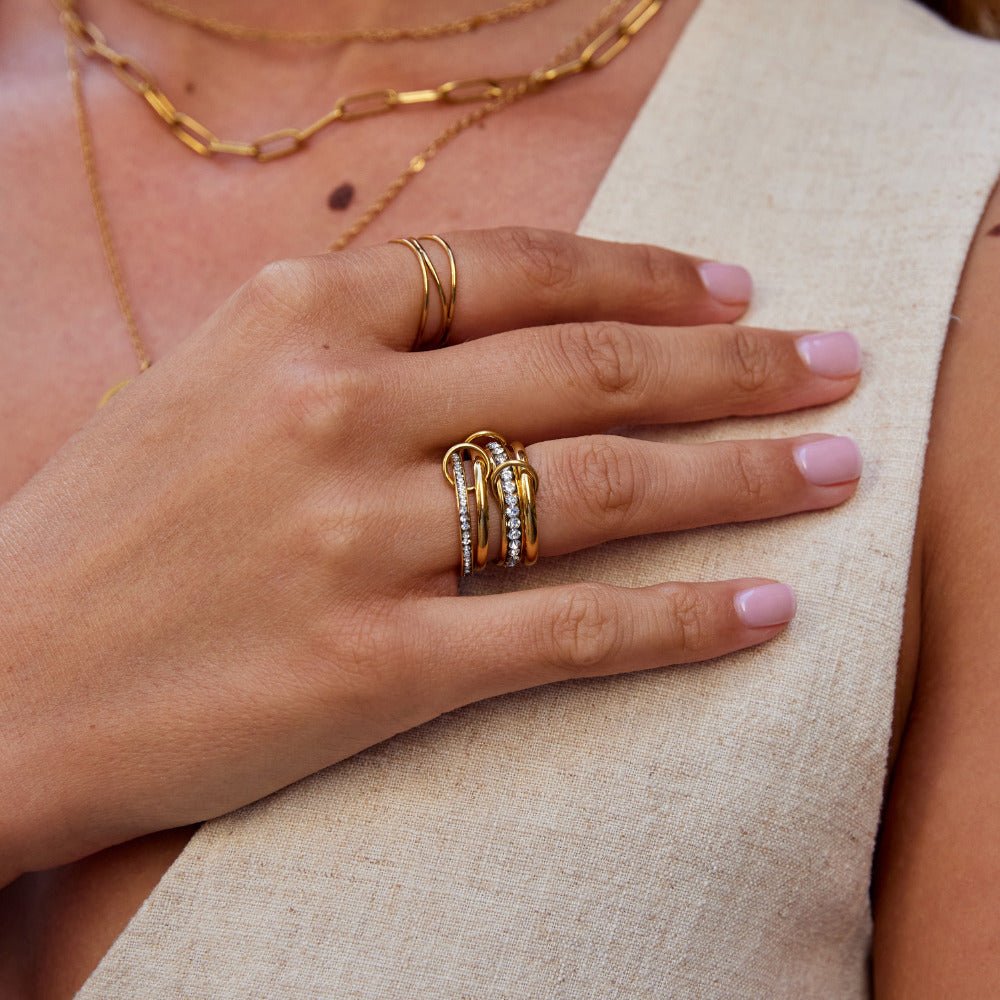Bague Forever Anneaux Cristal et Or