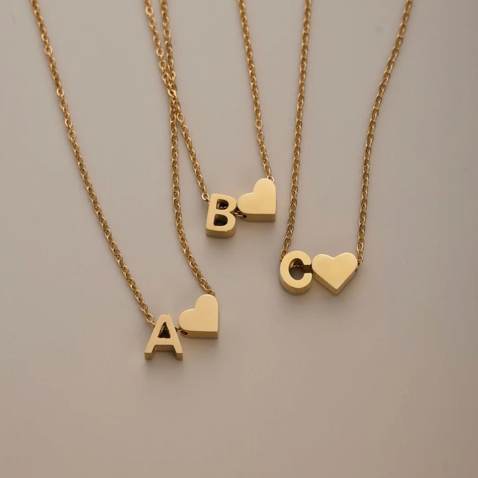 Collier Initiale Cœur Doré Forever Love
