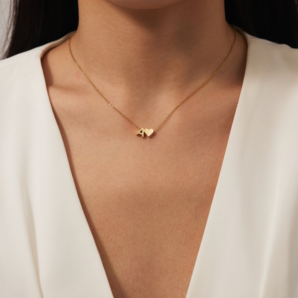 Collier Initiale Coeur Doré Forever Love