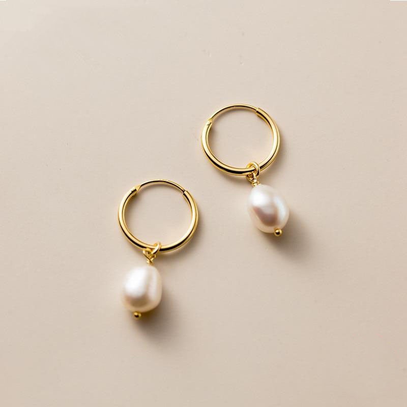 Boucles d'Oreilles Créoles Bella Perle d'Eau Douce