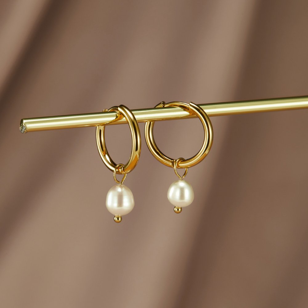Boucles d'oreilles créoles Bella perle d'eau douce