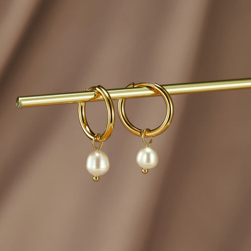 Boucles d'oreilles créoles Bella perle d'eau douce