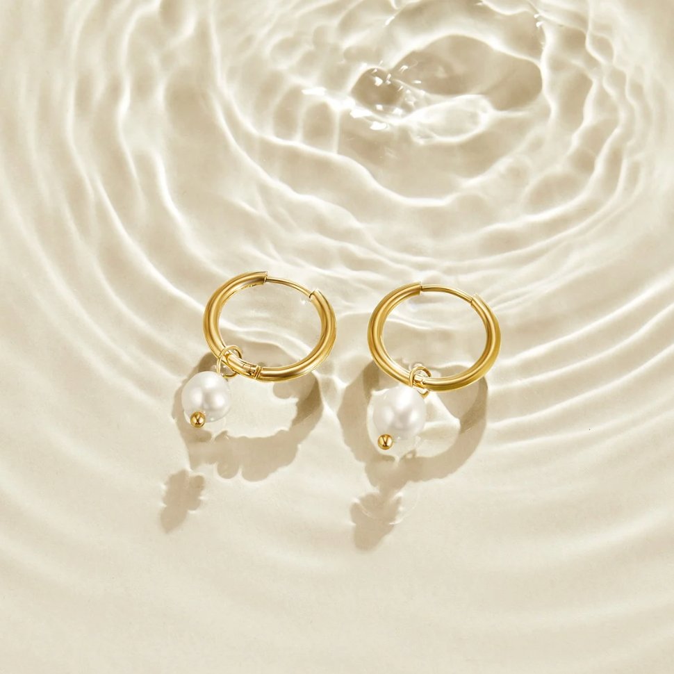Boucles d'Oreilles Créoles Bella Perle d'Eau Douce