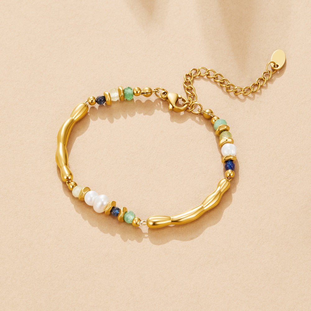 Bracelet Perle d'Eau Douce et Malachite