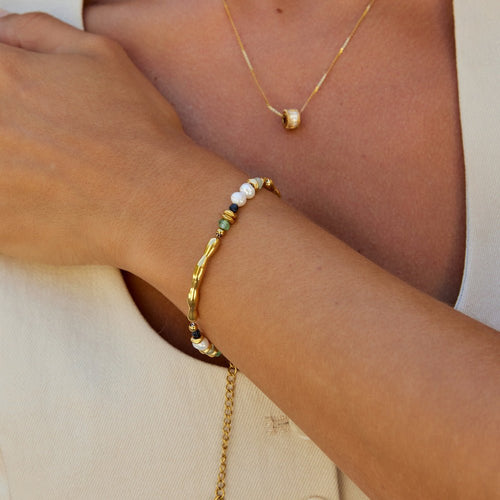 Armband Süßwasserperle und Malachit
