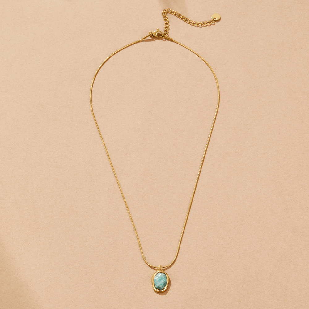 Collier Pendentif Aigue-Marine Doré
