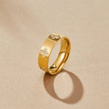 Bague anneau trèfle cristal et or