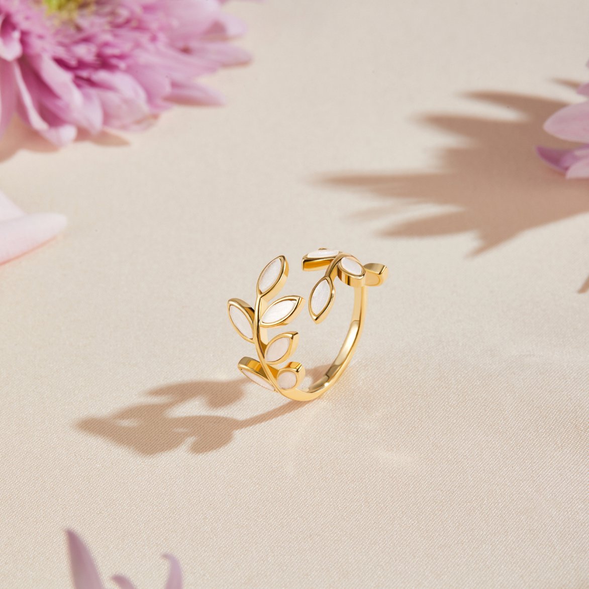 Bague Feuille Dorée