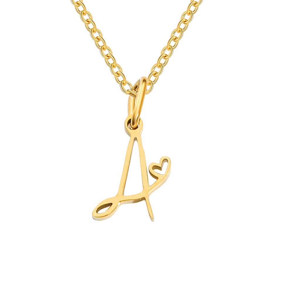 Collier Lettre Cœur Doré