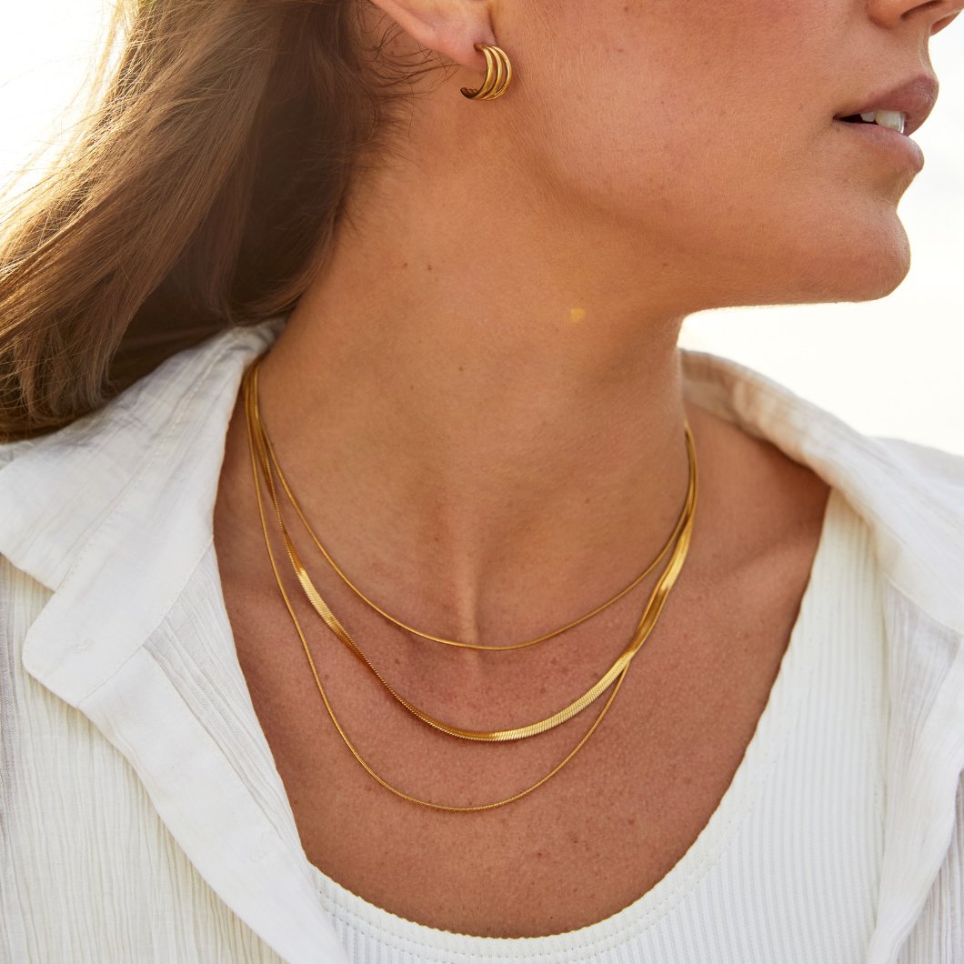 Collier Chaîne Multi-Rangs Dorée