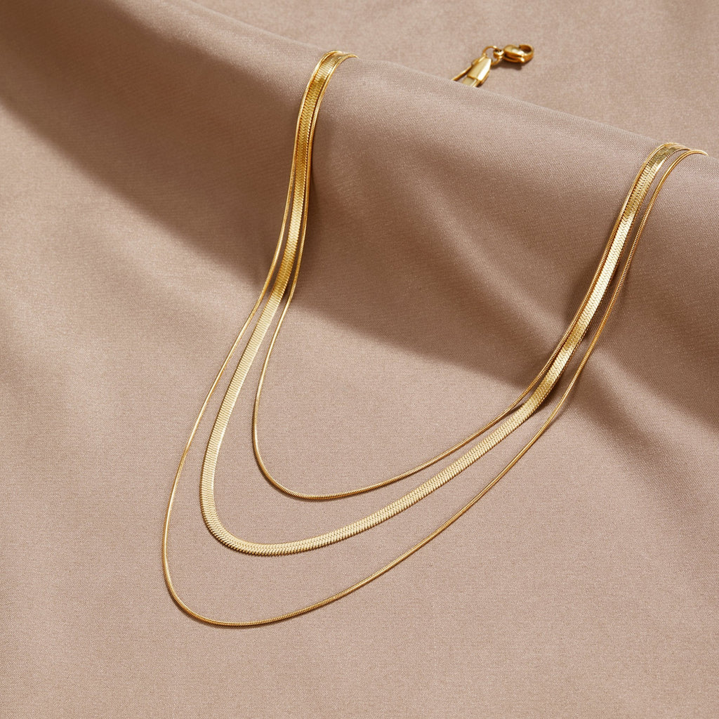 Collier Chaîne Multi-Rangs Dorée