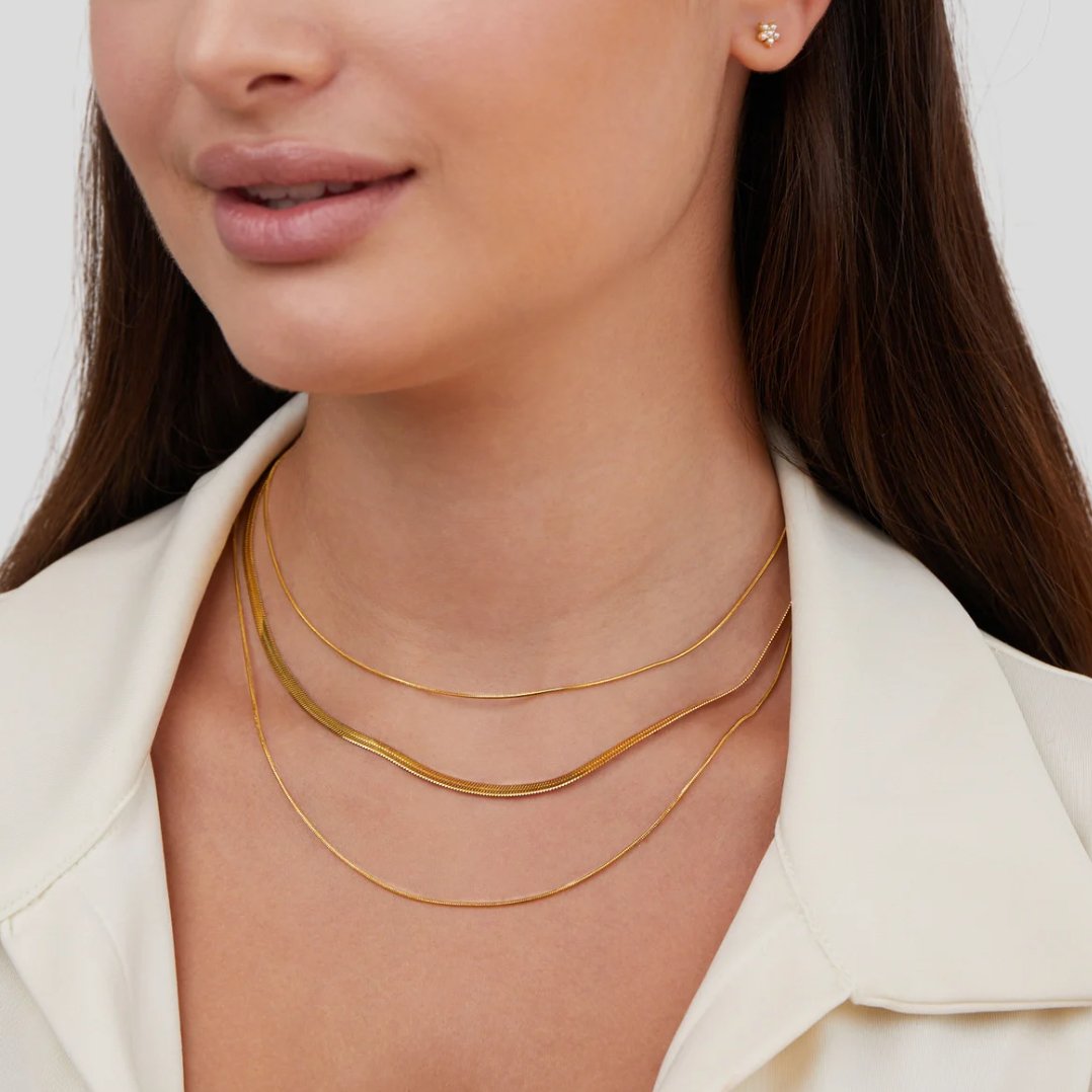 Collier Chaîne Multi-Rangs Dorée