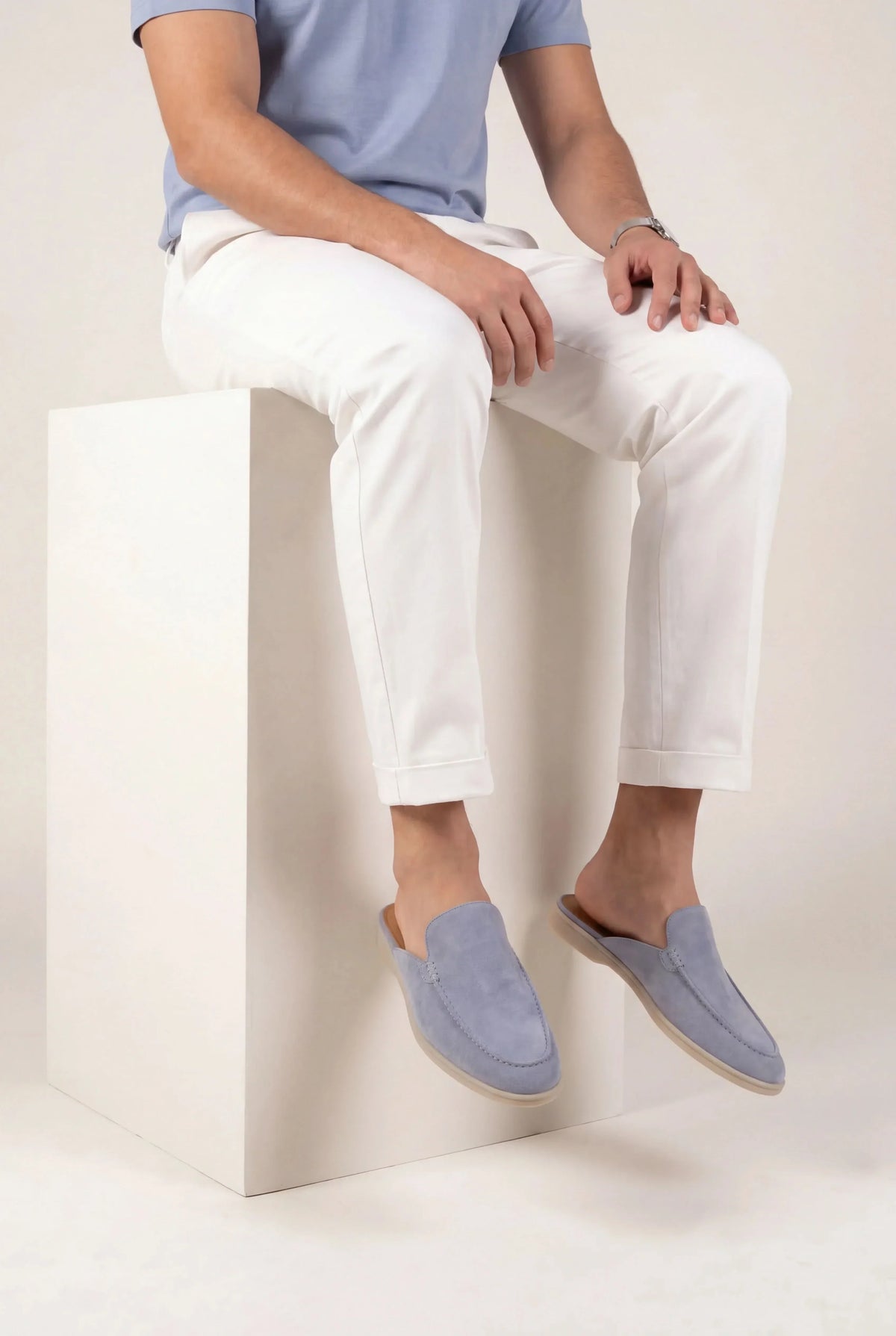 Mule Monaco bleu poudré — semelle