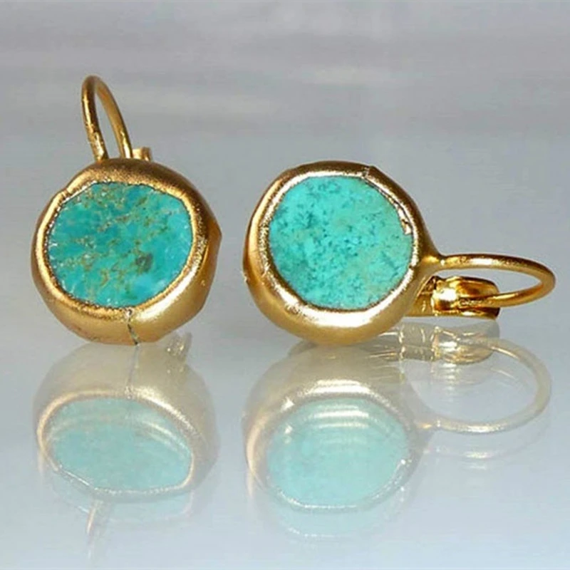 Boucles d'oreilles dorées avec turquoise