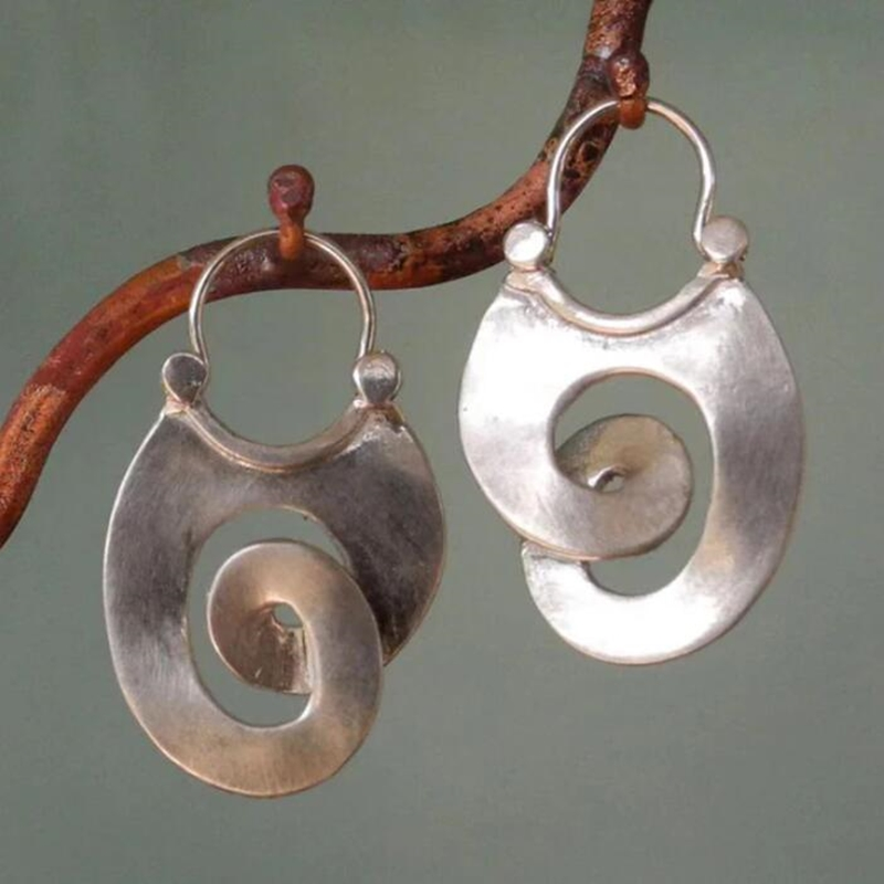 Boucles d'oreilles spirale argent vintage