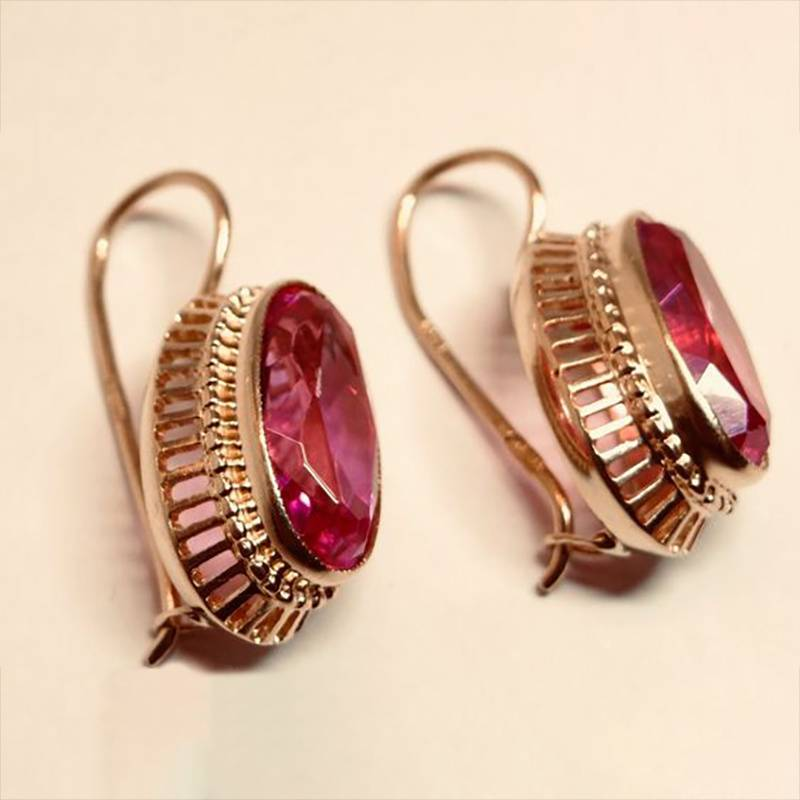 Boucles d'oreilles vintage cristal rose