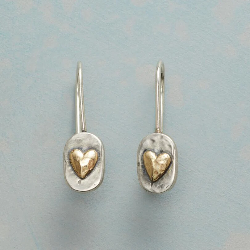 Boucles d'oreilles vintage cœur argent et doré