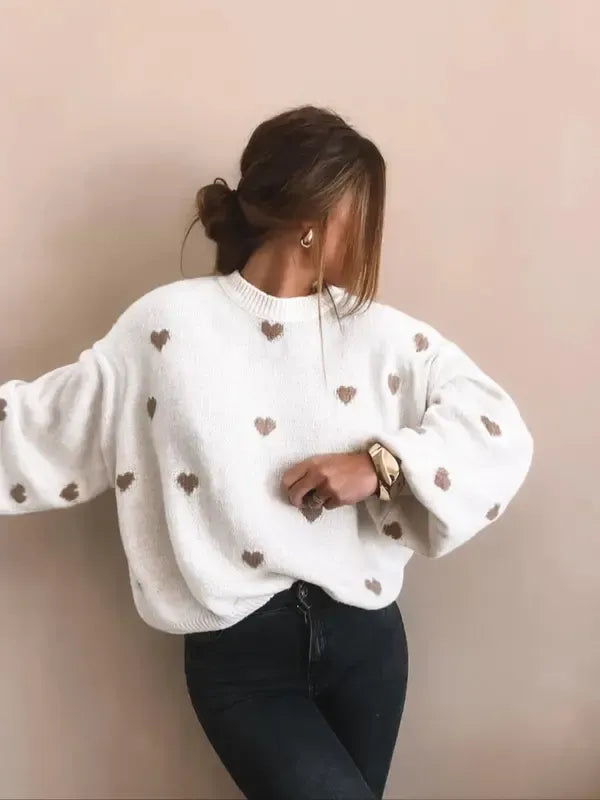 VIOLETTE — Pull à Imprimé Cœur