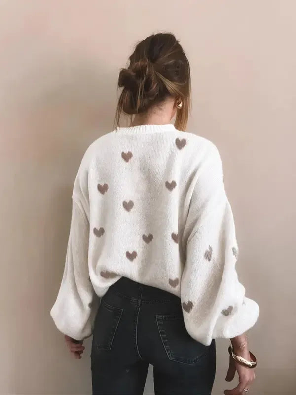 VIOLETTE — Pull à Imprimé Cœur