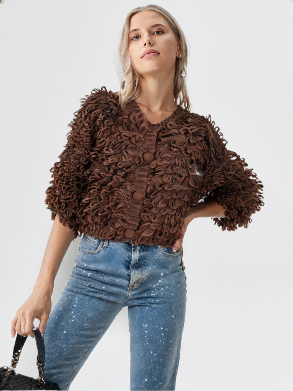 MARGUERITE — Gilet en Maille à Franges