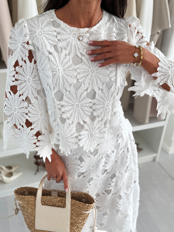 Ensemble Crochet Fleuri Bohème Top et Jupe