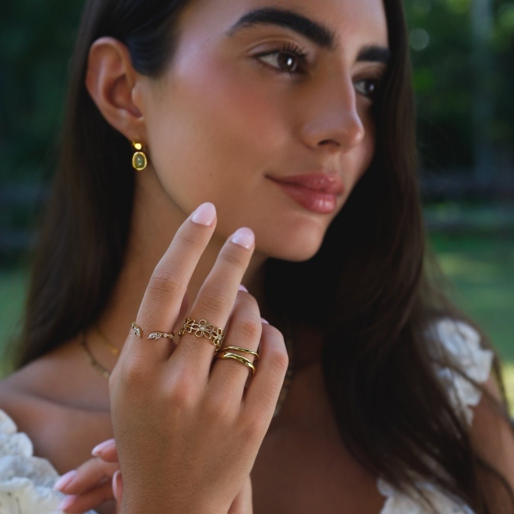 Bague Lily Vigne Cristal et Or