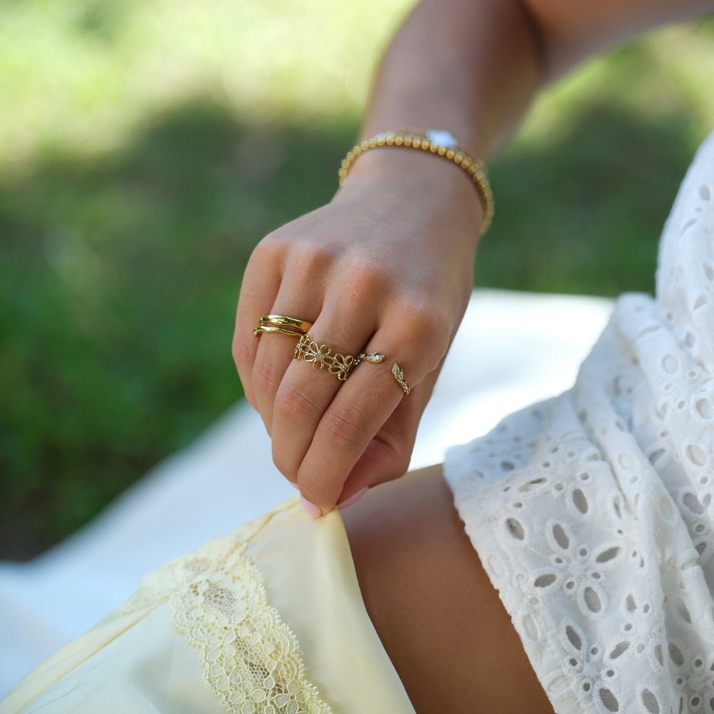 Bague Lily Vigne Cristal et Or