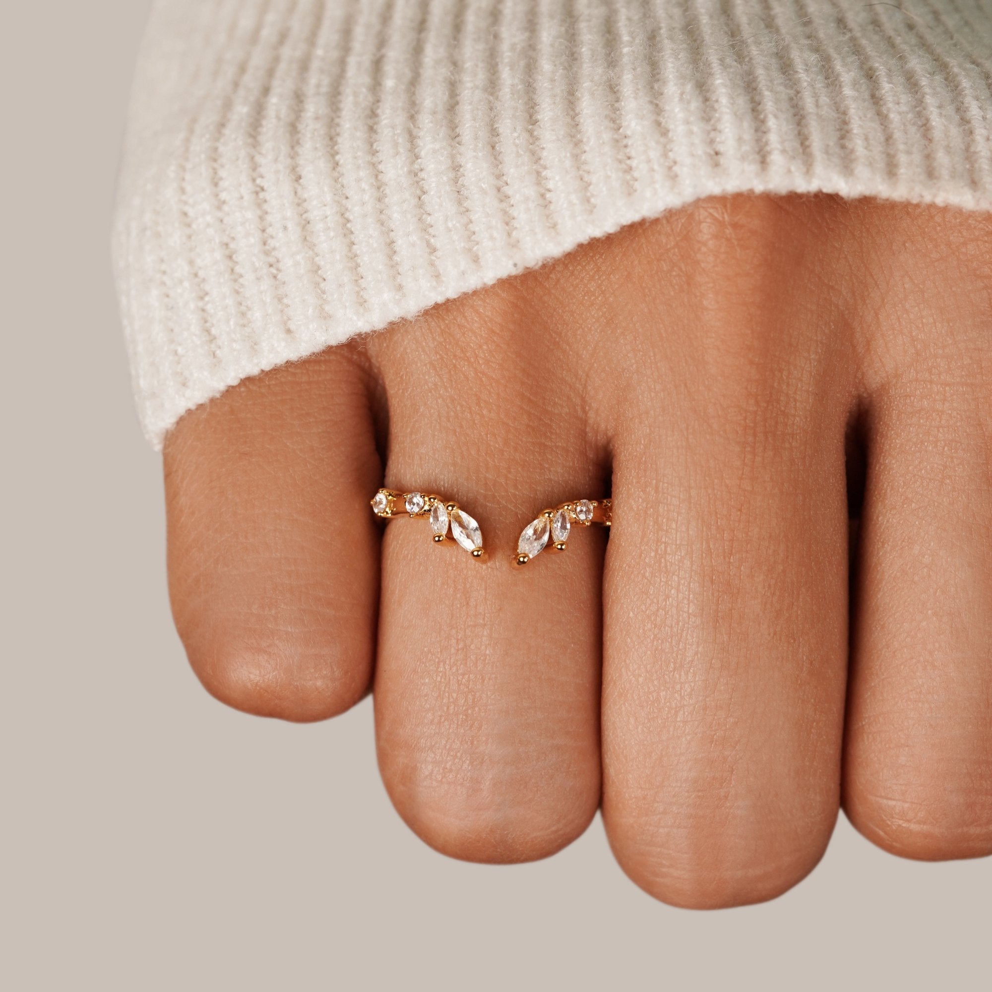 Bague Lily Vigne cristal et or