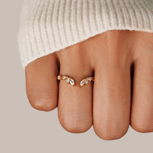 Bague Lily Vigne cristal et or