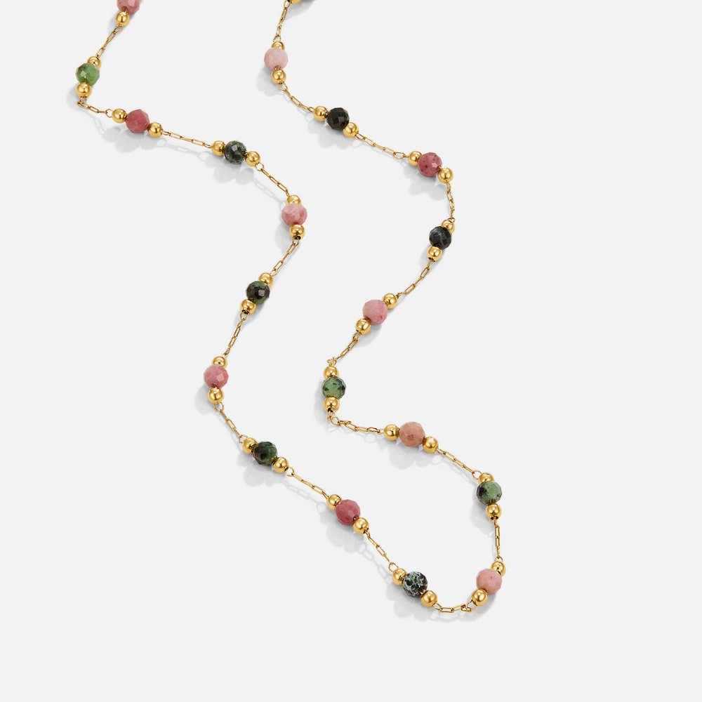 Collier Lulu perles de pierre printemps