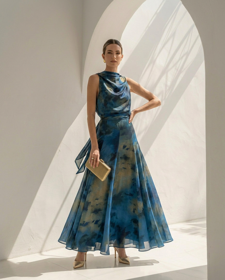 Néréide · Ensemble imprimé top et jupe maxi