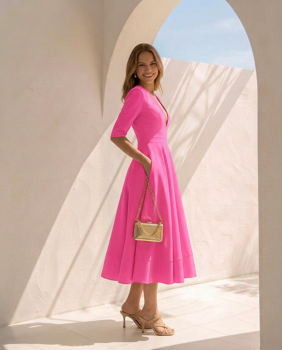 Céleste · Robe midi à silhouette fluide