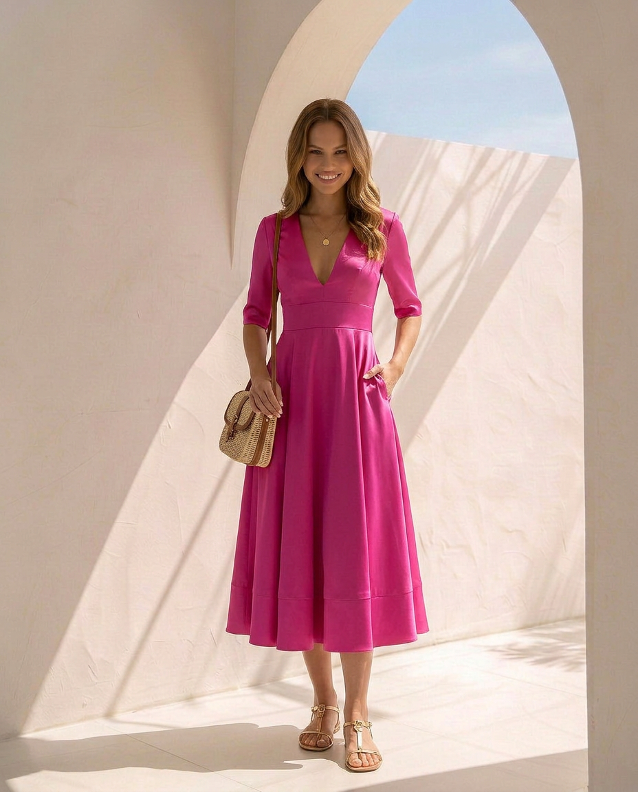 Céleste · Robe midi à silhouette fluide