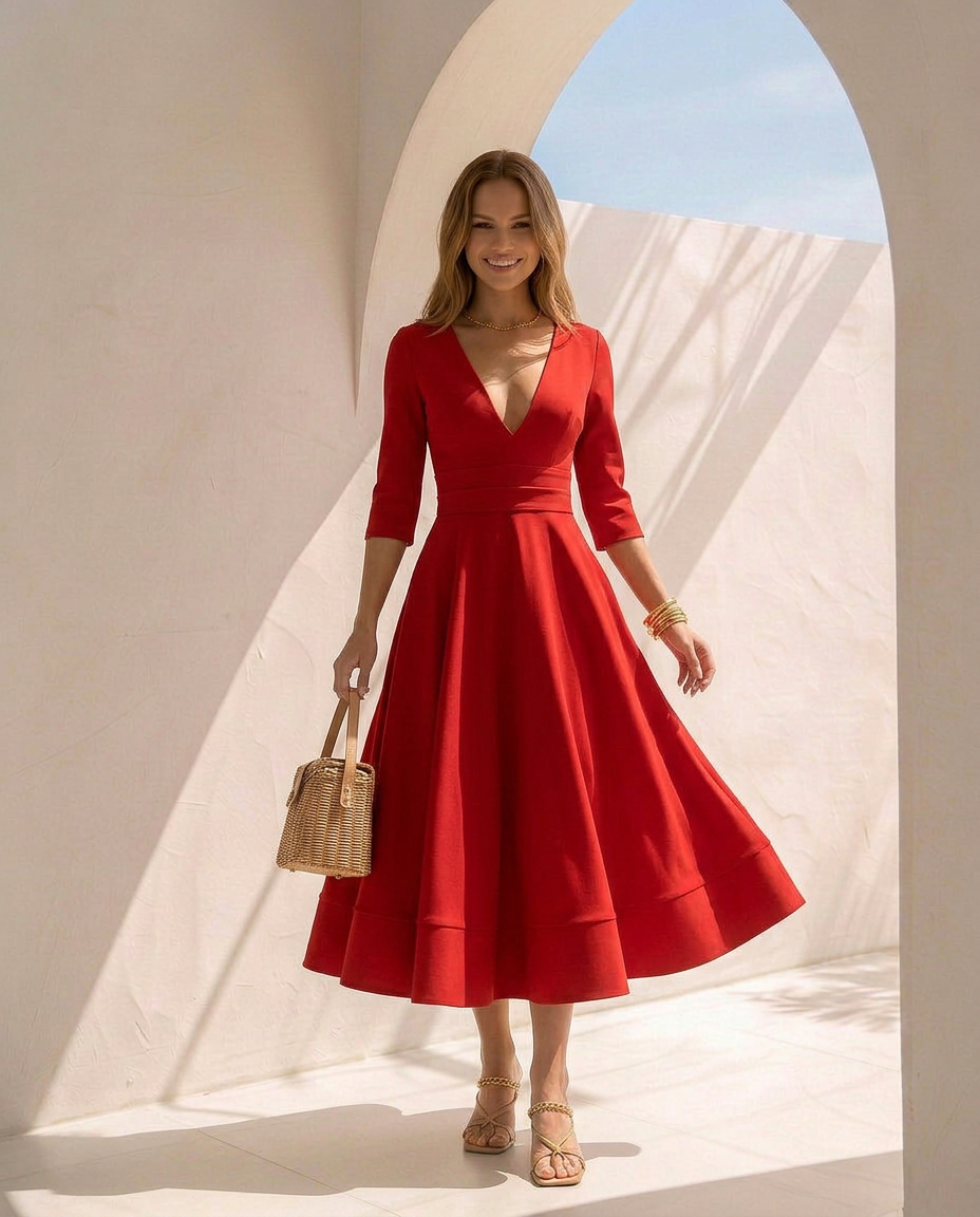 Céleste · Robe midi à silhouette fluide