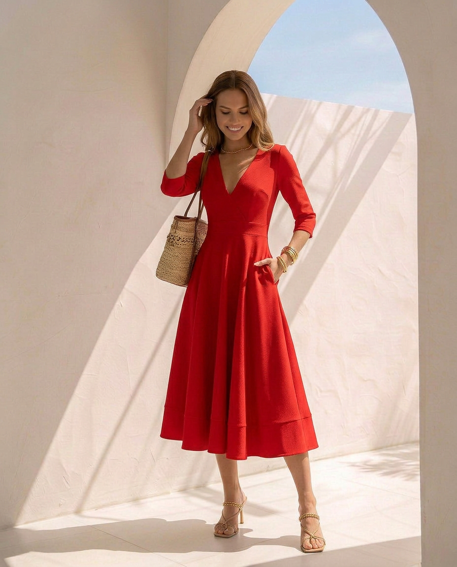 Céleste · Robe midi à silhouette fluide