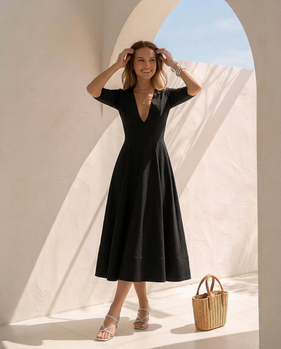 Céleste · Robe midi à silhouette fluide