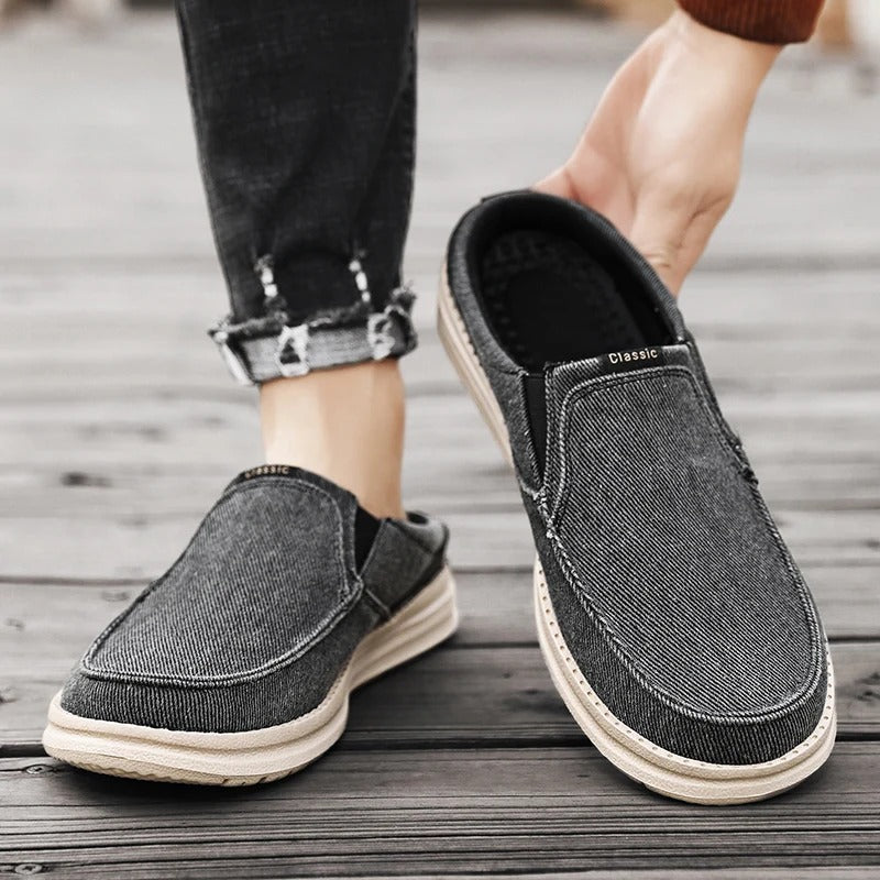 Mules en denim à enfiler