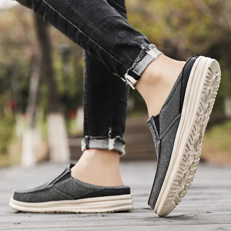 Mules en denim à enfiler