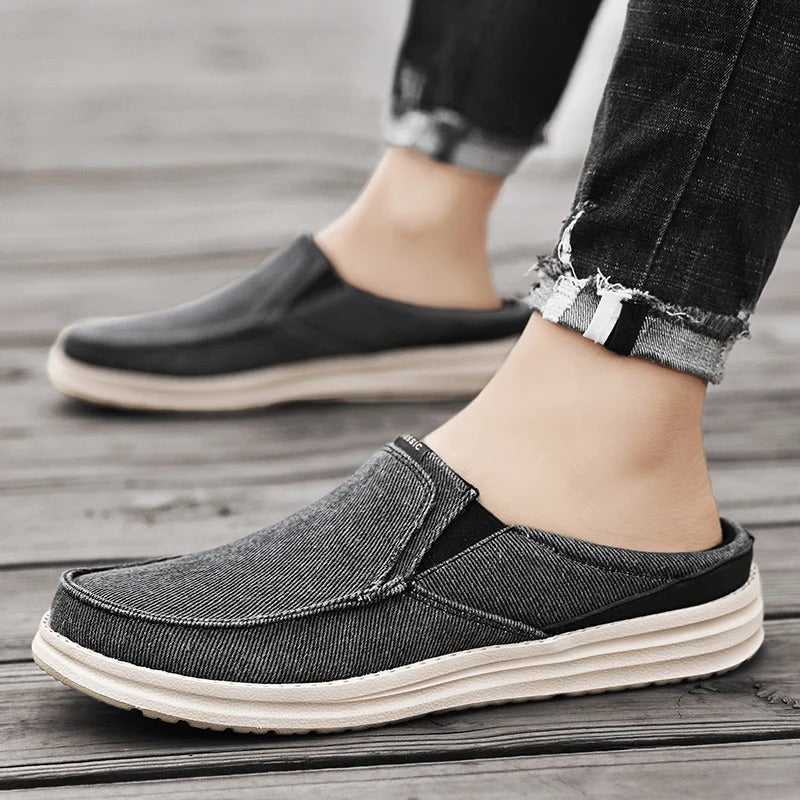 Mules en denim à enfiler