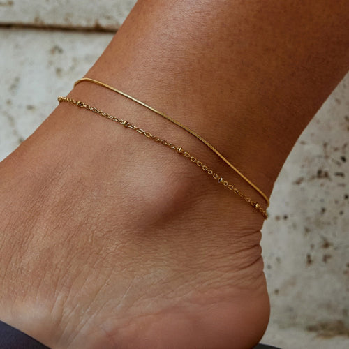 Bracelet de cheville Pia doré multi-rangs