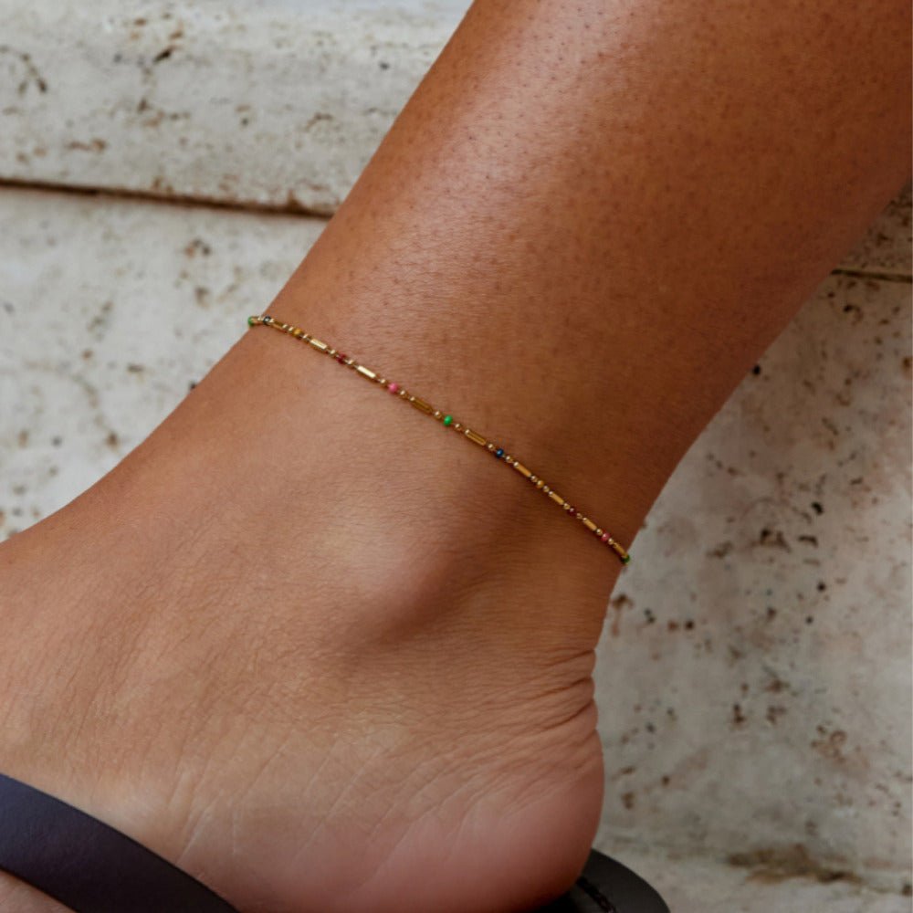 Bracelet de Cheville Perles Arc-en-Ciel